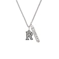 thumbnail image 2 of Delight Jewelry Black Nickeltone Crystal Initial - R - Beaded Border - Silvertone Forever Bar Charm Necklace, 23", 2 of 4
