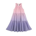 thumbnail image 5 of Abcomgle Girls Dresses Size 10-12 Casual Halter Neck Sleeveless Midi Dress Gradient A-line Sundresses Holiday Swing Skirt 13-14 Years,Light Purple, 5 of 7
