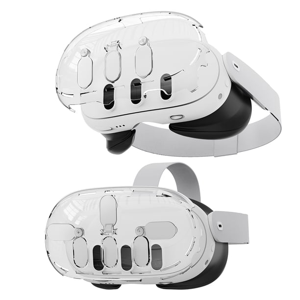 Funda protectora VR Shell a prueba de golpes y antiarañazos para Meta Quest 3 (transparente)