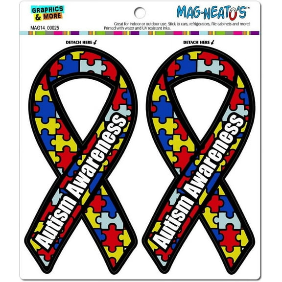 Autism Awareness Support Ribbon Automotive Car Refrigerator Locker Vinyl Magnet Set