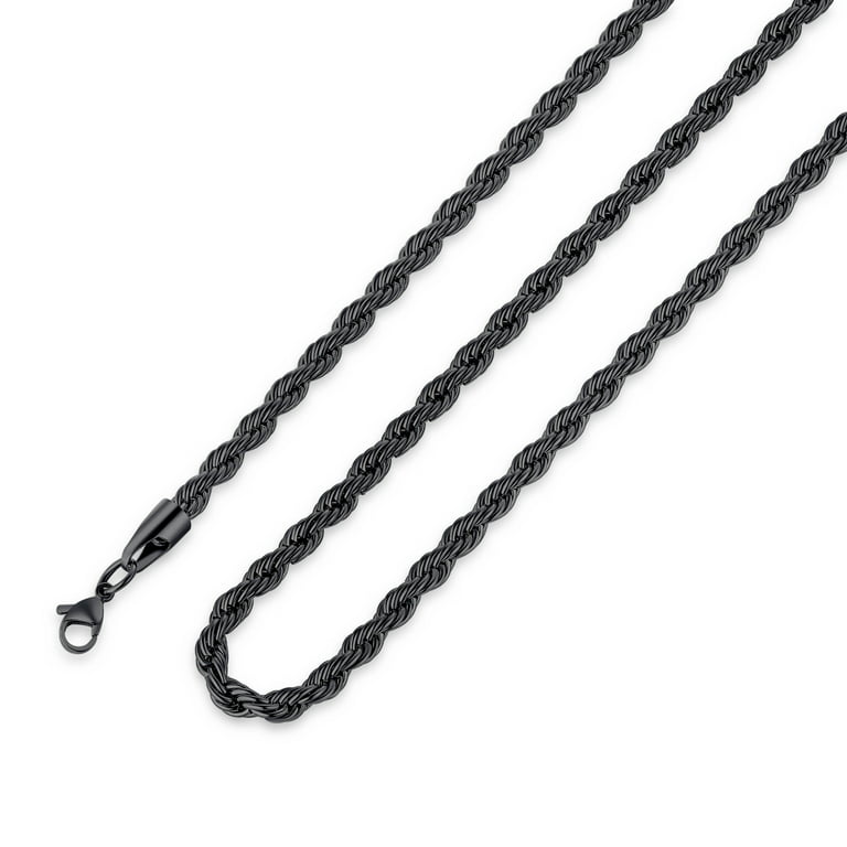 TINGN Black Chain for Men 4mm 34 Inch Stainless Steel Black Twist Rope  Chain Necklace for Men