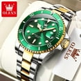 thumbnail image 5 of Green Watches for Men Luxury Men Watch Gold and Silver Stainless Steel Watch Big Green Face Business Men Quartz Two Tone Watch with Date Waterproof, 5 of 13