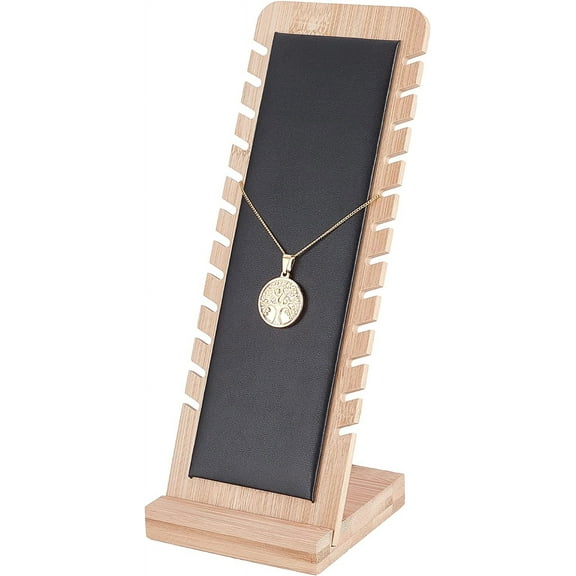 Necklace Display Boards Jewelry Display Stand 12 Slot Necklace Holder Tabletop Display Boards Showcase Holder Long Chain Handing Organizer for Pendant Bracelet Display 10.4x3.9 inch 1 Set