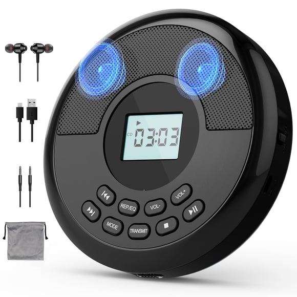 Reproductor de CD portátil Kuephom Bluetooth anti-salto con parlantes