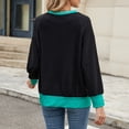 thumbnail image 2 of Yokua Women's Loose Long Sleeve Crew Neck Colorblock T-Shirt Casual High-Low Hem Ribbed Knit Top, 2 of 10