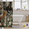 thumbnail image 3 of Manfei Boho Tiger Shower Curtain 72Wx72L, Western Floral Leaf Bathroom Curtain, Brown Green, 3 of 5