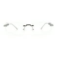thumbnail image 3 of Rimless Hustler Retro Gangster Rapper Rectangle Luxury Fashion Eyeglasses Silver Black, 3 of 8