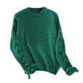 thumbnail image 4 of UJNDER Fall Winter Sweater with Bow for Women Pullover Loose Casual Long Sleeve Dark Green M, 4 of 6