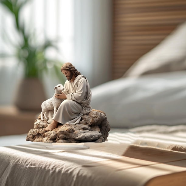 Decoración de mesa de oveja de Jesús de Navidad, decoración de Navidad, regalo religioso, decoración del hogar, figura acrílica plana 2D, decoración