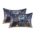 thumbnail image 2 of Dailycode Satin Pillow Case Standard Silk Pillow Cover for Hair and Skin Envelope Closure Cute Monster Truck with Star 20"x26", 2 of 9