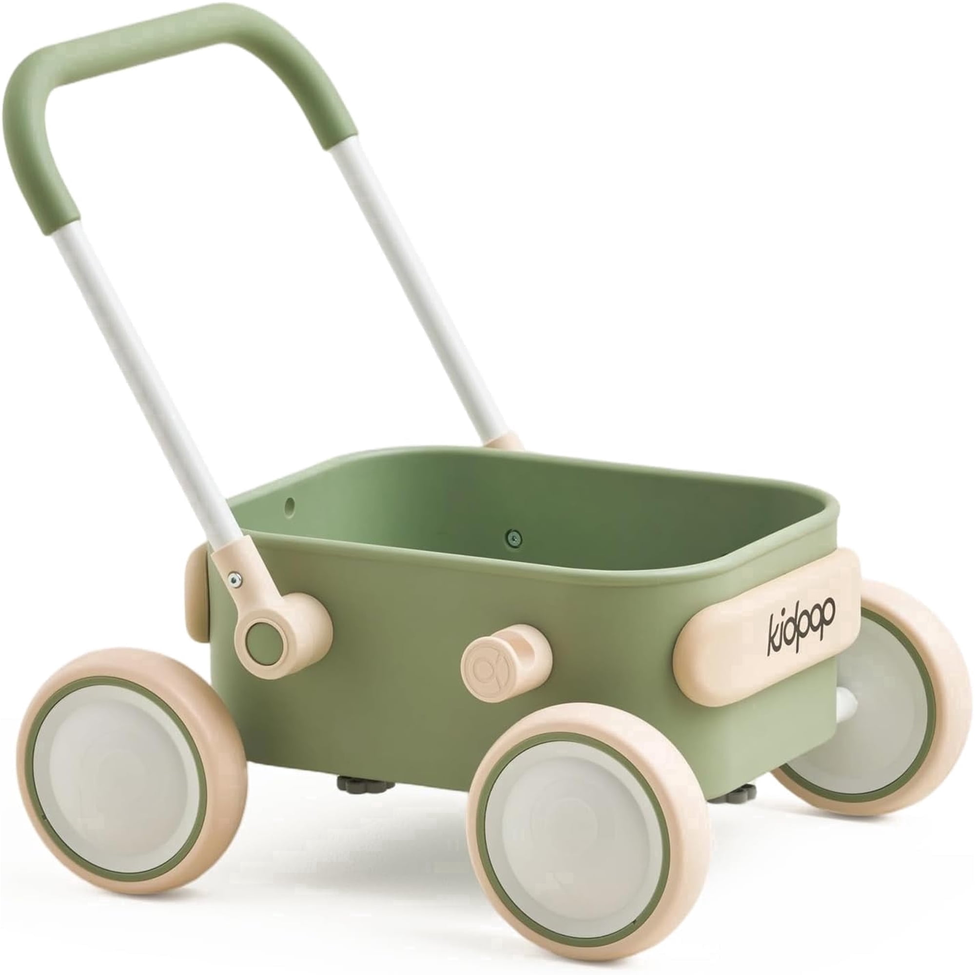 Kidpop Pula First Learner Baby Push Walker and Toddler Wagon with Wheels for Indoor Outdoor, 6 to 12 Months, Green