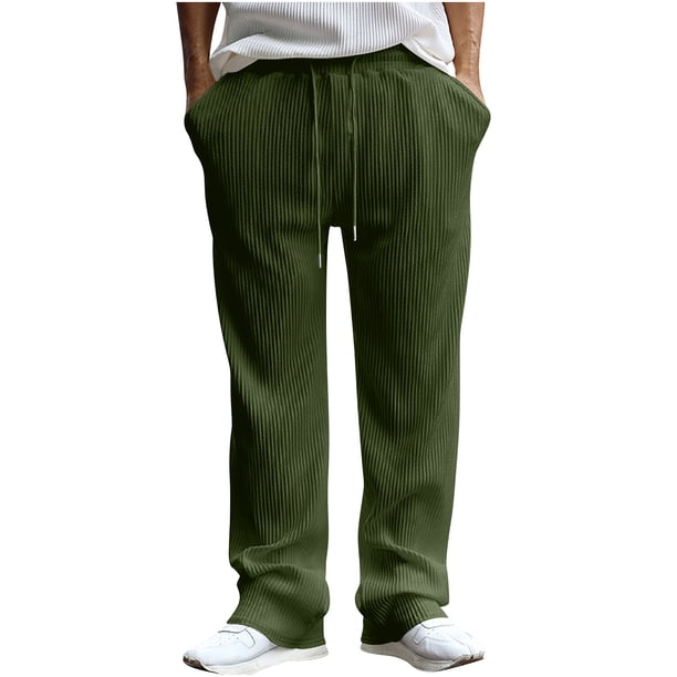 Pantalones largos de moda para hombre, con cordón, cintura elástica, color sólido, informales, largos, para hombre