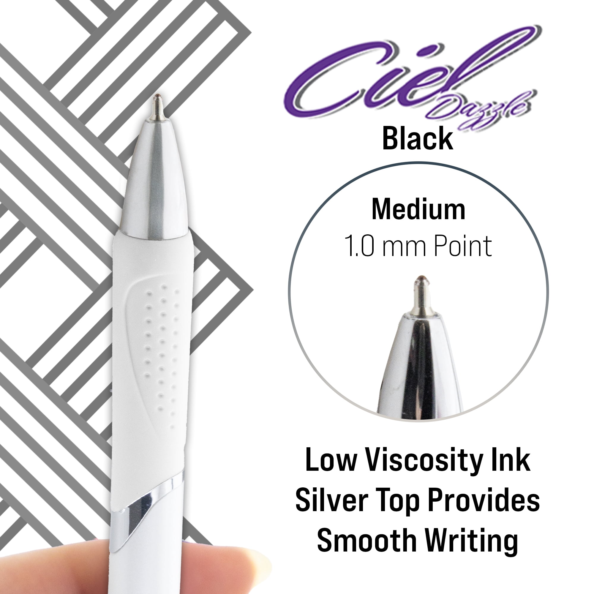 BAZIC Ciel Fuse Tech Ink Retractable Pen w/ Rubber Barrel, 1.0mm (2/Pack), 24-Pack