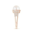 thumbnail image 3 of Angara Japanese Akoya Cultured Pearl and Coffee Diamond Halo Ring in 14K Rose Gold for Women | June Birthstone Jewelry for Her, 3 of 8