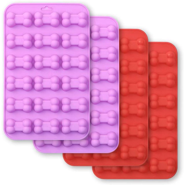 4 Pack Bone Shaped Silicone Molds, 18 Cavities Food Grade Silicone Molds for Chocolate, Candy, Cake, Pudding, Jelly, Dog Treats
