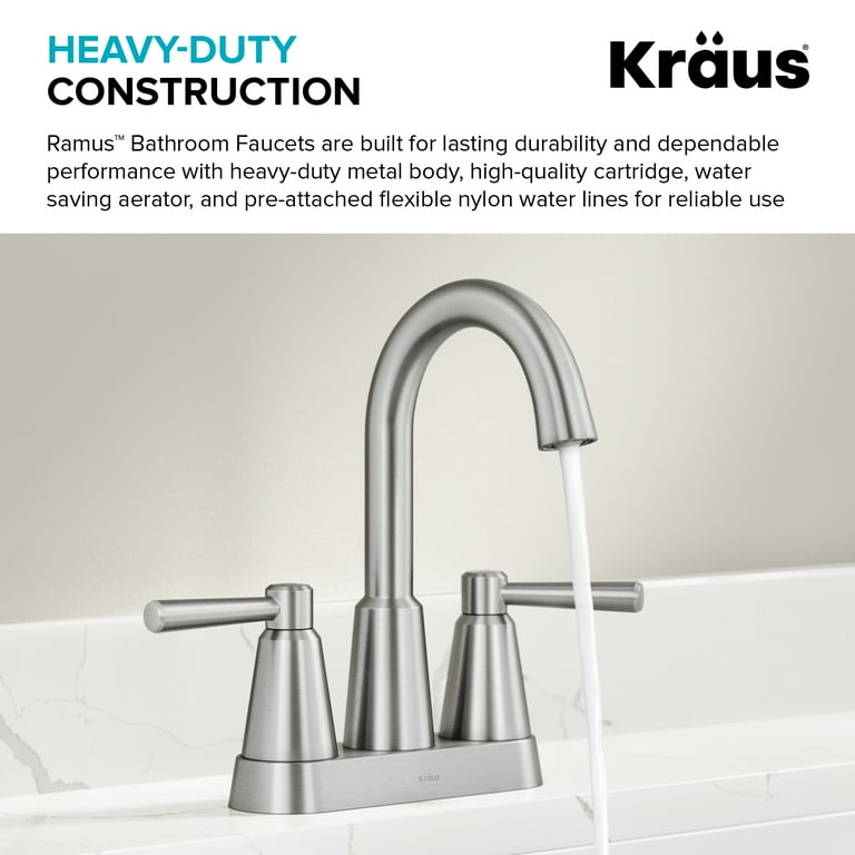 KRAUS Ramus 2-Handle 4-inch Centerset Bathroom Faucet in Spot-Free