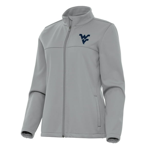 Women's Antigua Gray West Virginia Mountaineers Links 2 Full-Zip Golf Jacket