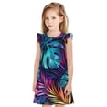 thumbnail image 1 of Balery Colorful Tropical Leaves Camisón de princesa para niñas, pijama de algodón con mangas abullonadas, suave y bonito.-XX-Large, 1 of 6