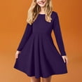 thumbnail image 5 of Gvdentm Girls Long Sleeve Stretchy Dress 3-18 Year A line Twirly Skater School Party Dress Dark Purple,3-4 Years, 5 of 8