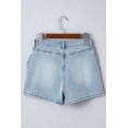 thumbnail image 6 of Women's Beau Blue Bow Detail Denim Shorts – Casual High Waist Summer Style with Pockets, 16, 6 of 12