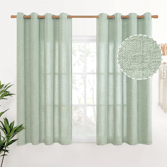 Natural Linen Curtains Long for Living Room Bedroom Groet Top Light Filtering Privacy Linen Textu Window Semi Sheer Drapes Panels x Natural