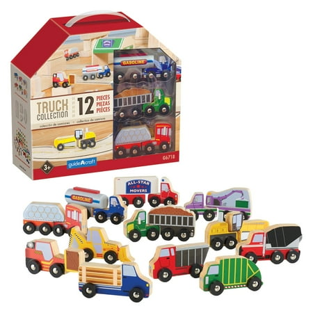 Wooden Toy Truck - Wooden Truck Collection, Set of 12