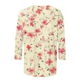 thumbnail image 5 of CYMMPU Spring Tops Crew Neck 3/4 Sleeve Blouses for Women Dressy Casual Fall Trendy Shirts Tunic Tops Floral Pattern Loose Fit Lightweight Basic Tees Multicolor XL, 5 of 5