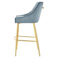 thumbnail image 6 of Bar Stool Chair Barstool, Blue, Velvet, Modern Contemporary, Mid Century Bar Pub Cafe Bistro Hotel Lounge Dining Kitchen, 6 of 8