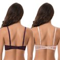 thumbnail image 2 of Curve Muse Women's Plus Size Unlined Balconette Underwire Sheer Lace Bra-2PK-LT PINK,PLUM-46C, 2 of 7