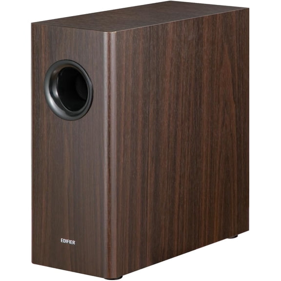 T5s Powered Active Subwoofer with 70W RMS, 8" Long-Throw Woofer, Deep Bass (35Hz) Speaker, Built-in Amp, Low Distortion, Phase Selector & Energy-Efficient for Home & Studio Audio, Brown