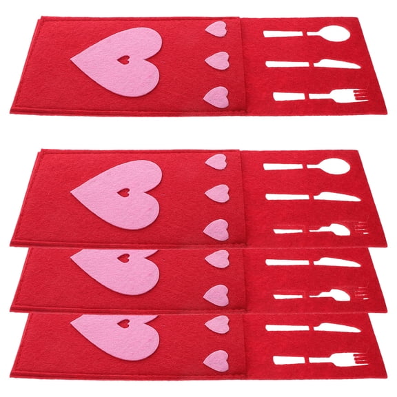 NIAIZEK Valentine's Day Red Non-Woven Tableware Set 4 Pieces Party Supplies Disposable Plates Napkins