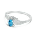 thumbnail image 3 of 10k White Gold Oval Blue Topaz And Diamond Satin Finish Ring, 3 of 6