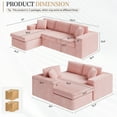thumbnail image 2 of Walsunny Modular Sectional Sofa Couch with Chaise, No Assembly Foam Couch, Deep Seat Corduroy Sofa, Convertible L Shaped Cloud Couch for Living Room Apartment, Pink, 2 of 8