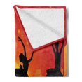 thumbnail image 2 of Ballet Soft Flannel Fleece Blanket, Ballerinas Dancing with Stars in Front of Urban Buildings City Scenery, Cozy Plush for Indoor and Outdoor Use, 60" x 80", Orange Vermilion Black, by Ambesonne, 2 of 5