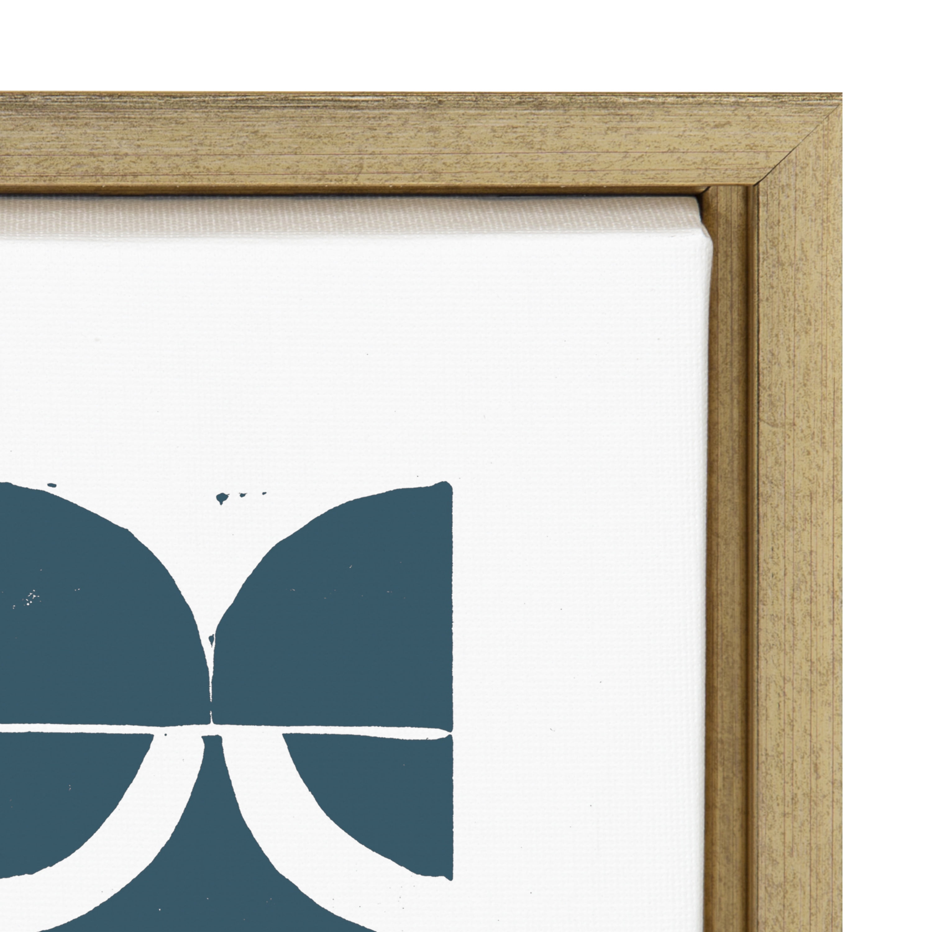 Kate and Laurel Sylvie Modern Circular Pattern Block Print Teal Framed Canvas Wall Art by Statement Goods, 28"x38" Gold, Chic Abstract Art for Wall