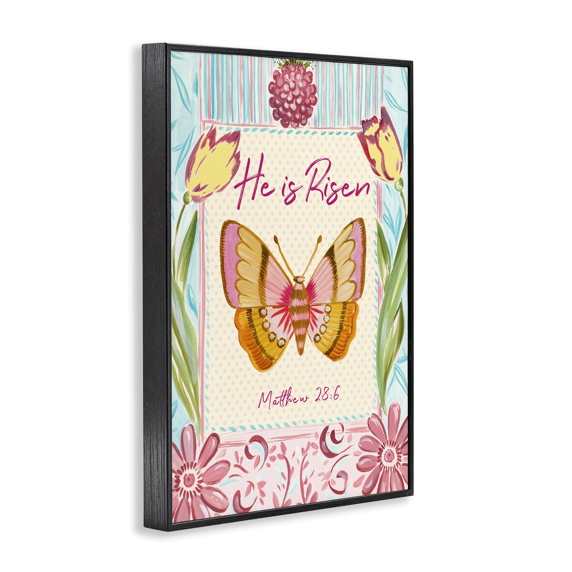 Stupell Industries He Is Risen with Butterfly Black Framed Giclee Art, design by Ani Del Sol
