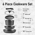 thumbnail image 3 of Carote 6 Pcs Pots and Pans Nonstick, Cookware Set with Detachable Handles, Oven Safe, Induction Ready, Stackable Kitchen Cooking Set, Black, 3 of 8