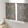 thumbnail image 3 of Sheer Curtains 54 inches Long, Mysterious Retro Totem Flower Printing Light Filtering Sheer Window Curtains Rod Pocket Voile Drapes for Bedroom Living Room, 52"W x 54"L 2 Panels, 3 of 7