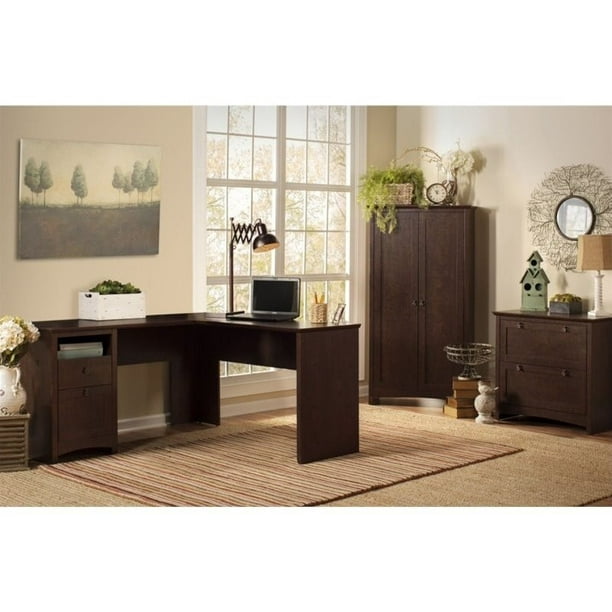 Bush Furniture Buena Vista L-Desk avec Lime Latérale et Grand Rangement