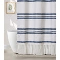thumbnail image 7 of Stripe Modern Farmhouse Cloth Fabric Shower Curtain with Tassels，Luxury 100% Cotton Shower Curtain Bathroom Decor,72" W x 72" H，Navy Blue, 7 of 7