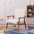 thumbnail image 2 of IVV Mid-Century Modern Leisure Chair with Solid Wood Frame, Fabric Upholstered Single Sofa Armchair for Living Room, Bedroom, Balcony, Beige, 2 of 10