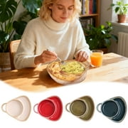 Ceramic Soup and Sandwich Plate Combo with Handle 8.07x6.89 Inch Retro Stoneware Breakfast Bowl Set with Divided Sections Easy Clean Dishwasher Safe 700g Stoneware Dinnerware (Green)
