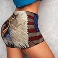 thumbnail image 4 of Gukieu Eagle With USA Flags Print Women's Sports Shorts, Elastic Waist High Stretch Running Yoga Gym Sweatpants-Medium, 4 of 8