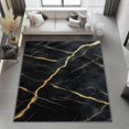 thumbnail image 4 of Washable Area Rug 3 X 5 ft, Lightweight Low-Pile Luxury Lines Marble Printed Area Rug, Kitchen Indoor Non Slip Carpet Floral Black Gold Print Mat Living Room Bedroom Dining Room, 4 of 7