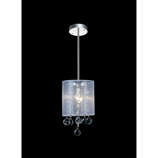 CWI Lighting 1 Lumière Tambour Abat-Jour Mini Pendentif avec Finition Chromée