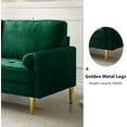 thumbnail image 4 of Luxury Velvet Loveseat Sofa with 2 Pillows & Golden Legs, Perfect for Small Spaces (Green), 4 of 7