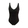 thumbnail image 2 of WREESH Womens One Piece Swimsuits Fashion Solid Color Antistripe Slim High Waist Bikini Swimsuit Sleeveless Bathing Suits Black, 2 of 7