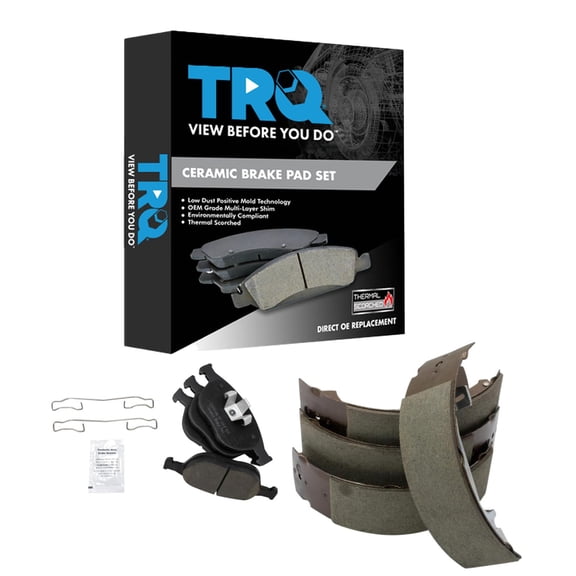 TRQ Front and Rear Brake Pads Ceramic Hardware Fits 2010-2013 Ford Transit Connect