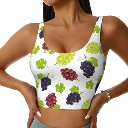 Racerback Sports Bras For Women High Support  Colorful Grape Print Workout Tank Tops Woman  Workout Yoga Running Bra
