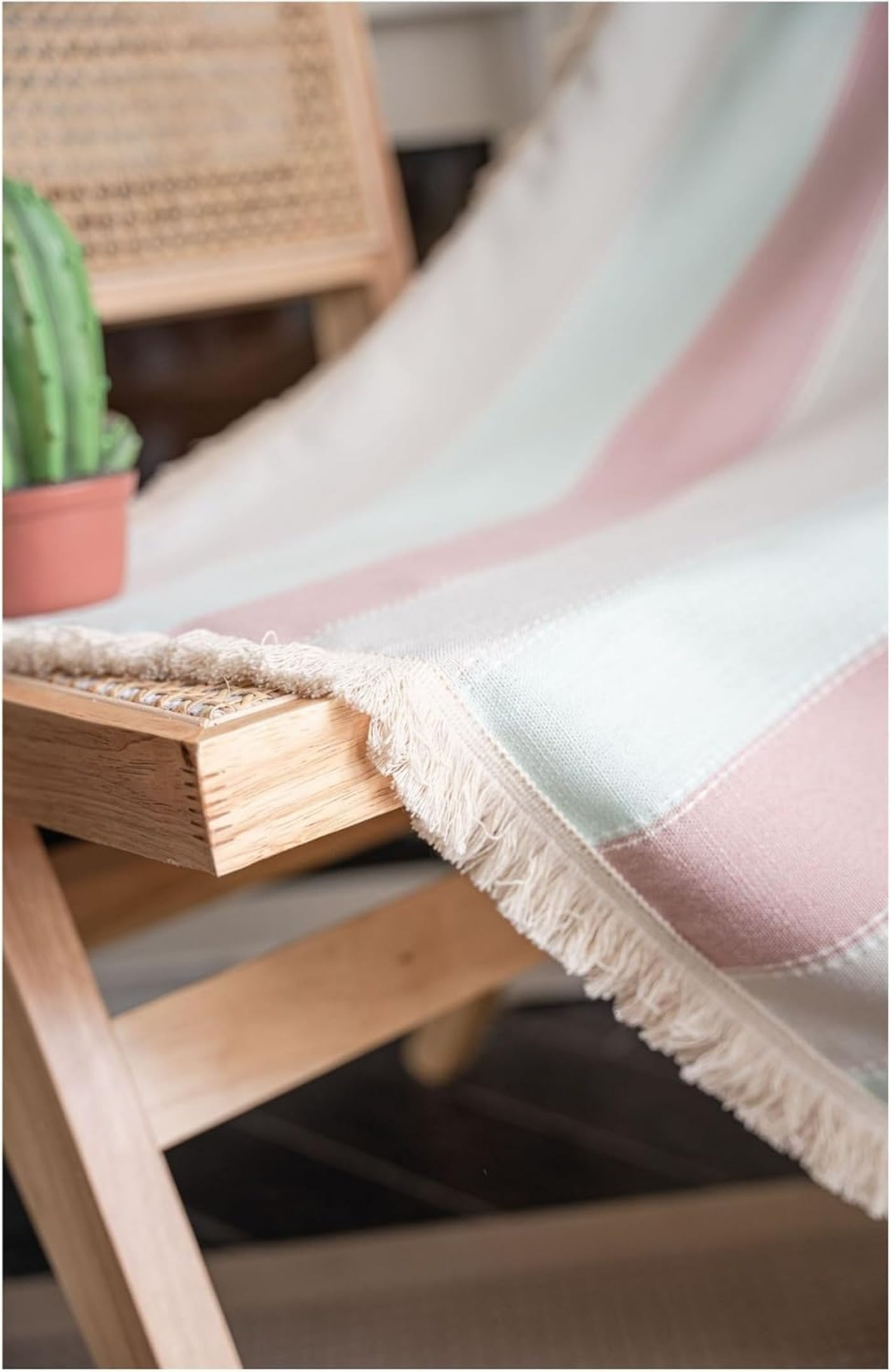 Vireellx Farmhouse Blackout Curtains，Contrasting Stripes Cotton Linen Curtains, with White Tassel Rod Pocket Curtains, Living Room Bedroom Dining Room